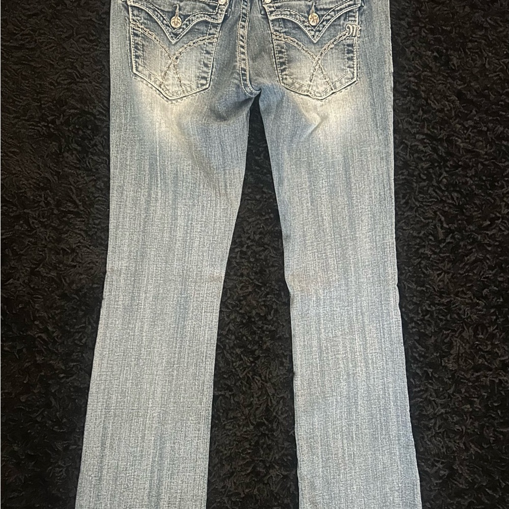 Miss Me Light Blue Boot Cut Jeans with Embroidered Back Pockets